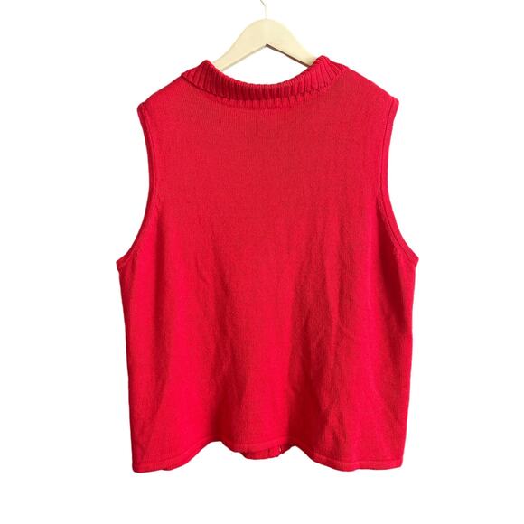 VINTAGE 90s Blair Tartan Cardinals & Snowmen Ugly Christmas Sweater Vest Size L - Picture 2 of 6